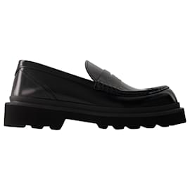 Dolce & Gabbana-Penny-Slot Loafers - Dolce&Gabbana - Leather - Black-Black