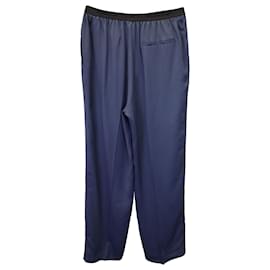 Balenciaga-Balenciaga Elastic Trousers in Navy Blue Viscose-Blue,Navy blue