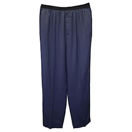 Balenciaga-Balenciaga Elastic Trousers in Navy Blue Viscose-Blue,Navy blue