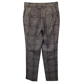 Dolce & Gabbana-Dolce & Gabbana Tweed Check Tailored Trousers in Brown Wool-Brown
