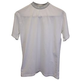 Acne Studios Logo Neck Tshirt in White Cotton White