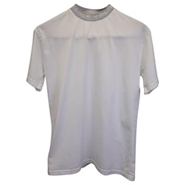 Acne-Acne Studios Logo Neck Tshirt in White Cotton-White