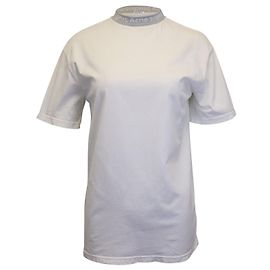Camiseta com gola com logotipo da Acne Studios em algodão branco Branco