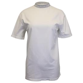 Acne-T-shirt à col logo Acne Studios en coton blanc-Blanc