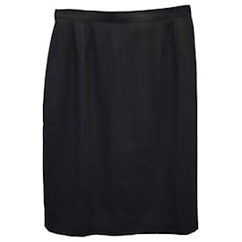 Giorgio Armani-Giorgio Armani Le Collezioni Pencil Skirt in Black Wool-Black