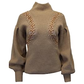 Ulla Johnson-Ulla Johnson Emerson Balloon-Sleeve Sweater in Beige Wool-Beige