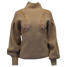 Ulla Johnson Emerson Pullover mit Ballonärmeln aus beiger Wolle Beige
