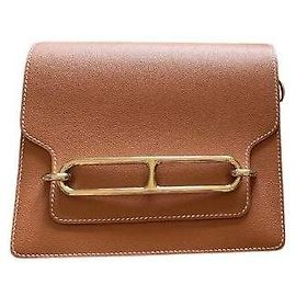 Bolsa de mão Hermès Roulis 23 couro ouro Marrom