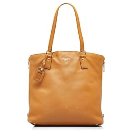 Prada-Prada Brown Vitello Daino Tote Bag-Brown,Camel