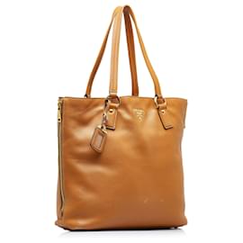 Prada-Prada Brown Vitello Daino Tote Bag-Brown,Camel