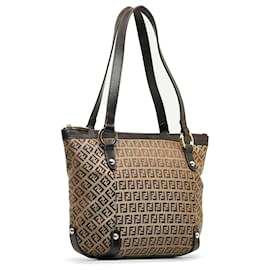 Fendi-Fendi Brown Zucchino Tote Bag-Brown