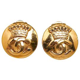 Chanel-Boucles d'oreilles clips Chanel Gold CC-Doré