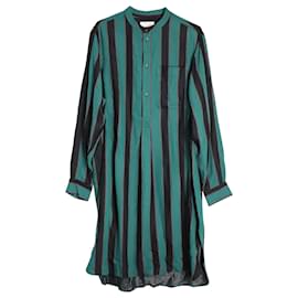 Autre Marque-Wales Bonner Gestreiftes Kleid aus grüner Viskose-Grün