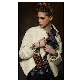 Chanel-8K $ Parigi / Giacca in tweed nero scozzese di Edimburgo-Nero