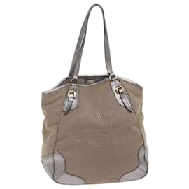 Prada-PRADA Tote Bag Canvas Leather Beige Auth 49595-Beige