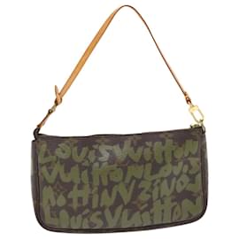 Louis Vuitton-LOUIS VUITTON Monogram Graffiti Pochette Accessoires Pouch M92191 LV Auth 49463-Green