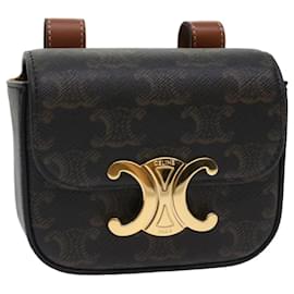 Céline-CELINE Mini Triomphe Marsupio Pouch Triomphe Nero Auth 49435alla-Nero