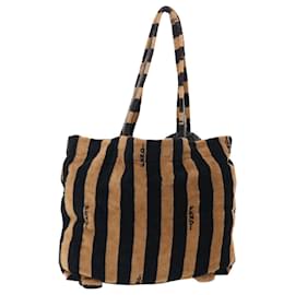 Fendi-FENDI Sac à bandoulière en toile Pecan Noir Marron Auth bs7164-Marron,Noir