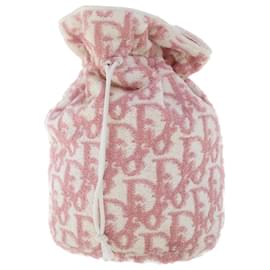 Christian Dior-Christian Dior Trotter Canvas Shoulder Bag Pile Pink Auth bs6850-Pink