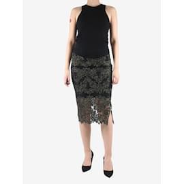 Sandro-Black metallic detailed lace skirt - size UK 8-Black