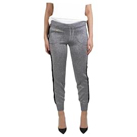 Bella Freud-Silver glitter drawstring sweatpants - size S-Silvery