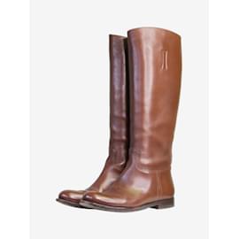 Prada-Brown knee high leather boots - size EU 37.5-Brown