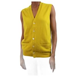 Crimson-Yellow sleeveless pocket cardigan - size XS-Yellow