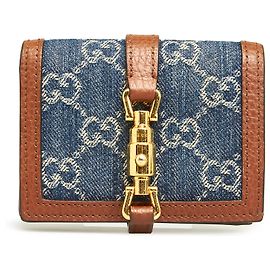 Gucci Blue GG Denim Jackie Kompakte Geldbörse Blau