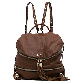 Dolce & Gabbana Dolce&Gabbana Brauner Leder-Quastenrucksack Braun