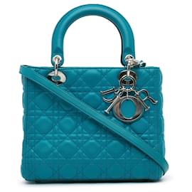 Dior-Dior Blue Medium Lambskin Cannage Lady Dior-Blue,Turquoise