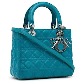 Dior-Dior Blue Medium Lambskin Cannage Lady Dior-Blue,Turquoise