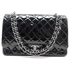 Chanel-NOVA BOLSA CHANEL MAXI JUMBO TIMELESS EM BOLSA DE MÃO DE COURO PRETO-Preto