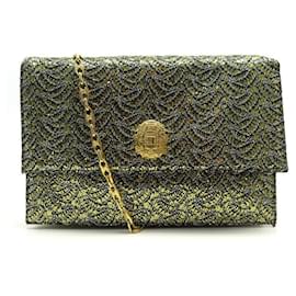 Céline-VINTAGE CELINE TRIOMPHE MAN BAG LEATHER AND GOLD STRASS CHAIN SHOULDER BAG-Golden