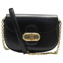 Céline-NEW CELINE TRIOMPHE HANDBAG 191343BUN BLACK LEATHER CROSSBODY HANDBAG-Black
