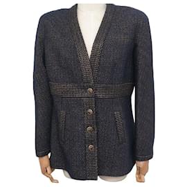 Chanel-NEW CHANEL P JACKET61802V44894 42 L EGYPT COLLECTION TWEED BLUE GRIPOIX-Other