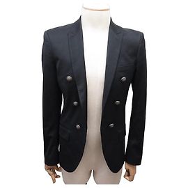 BALMAIN BLAZER JACKET WITH lined BREASTED SH07110x038 M 48 JACKET Black