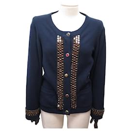 Chanel-CHANEL GIACCA CARDIGAN ORNE PARIS-BYZANCE P41690K03132 S 36 GILET IN CASHMERE-Blu navy