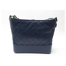 Chanel-NEW CHANEL GABRIELLE GM HANDBAG IN QUILTED LEATHER CROSSBODY HAND BAG-Navy blue