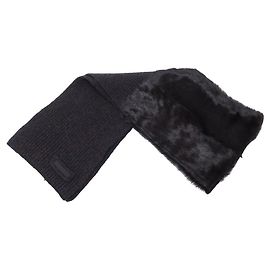 NOVO LENÇO PRADA BI MATERIAL LÃ E PELE DE VISON LENÇO DE LÃ DE PELE DE VISON PRETO Preto
