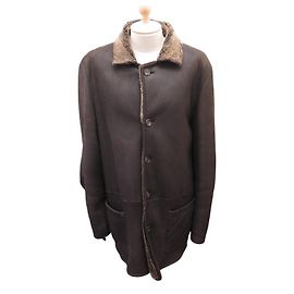 CASACO LANVIN EM COURO DE OVELHA MARROM 52 CASACO DE COURO L SHEARLING Marrom