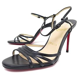 Christian Louboutin-NUOVE SCARPE CHRISTIAN LOUBOUTIN 36 SCARPE SANDALI CON TACCO IN PELLE NERA-Nero