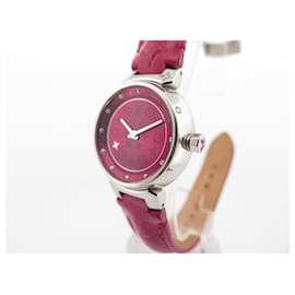 Louis Vuitton-MONTRE LOUIS VUITTON TAMBOUR Q12MC EN ACIER 28 MM QUARTZ LADY WATCH-Argenté