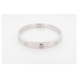 Cartier-CARTIER LOVE CRB BRACELET6067617 17 CM IN GRAY GOLD 18K WHITE GOLD BANGLE-Silvery