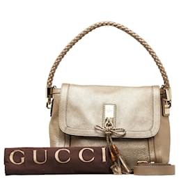 Gucci-Bella-Überschlagtasche aus Leder 282301-Golden