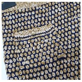 Chanel-Tweed en tricot bleu beige Chanel-Beige