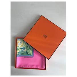 Hermès-Carré 100% silk “Giverny”-Pink