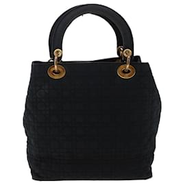 Christian Dior-Christian Dior Quilted Canage Hand Bag Nylon Black Auth 49804-Black