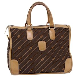 Gucci-GUCCI Hand Bag Canvas Leather Brown Auth bs7158-Brown
