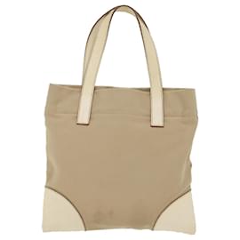 Prada-PRADA Tote Bag Canvas Leather Beige Auth bs7092-Beige