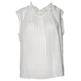 Nina Ricci-Nina Ricci, pleated pinstriped silk top-White
